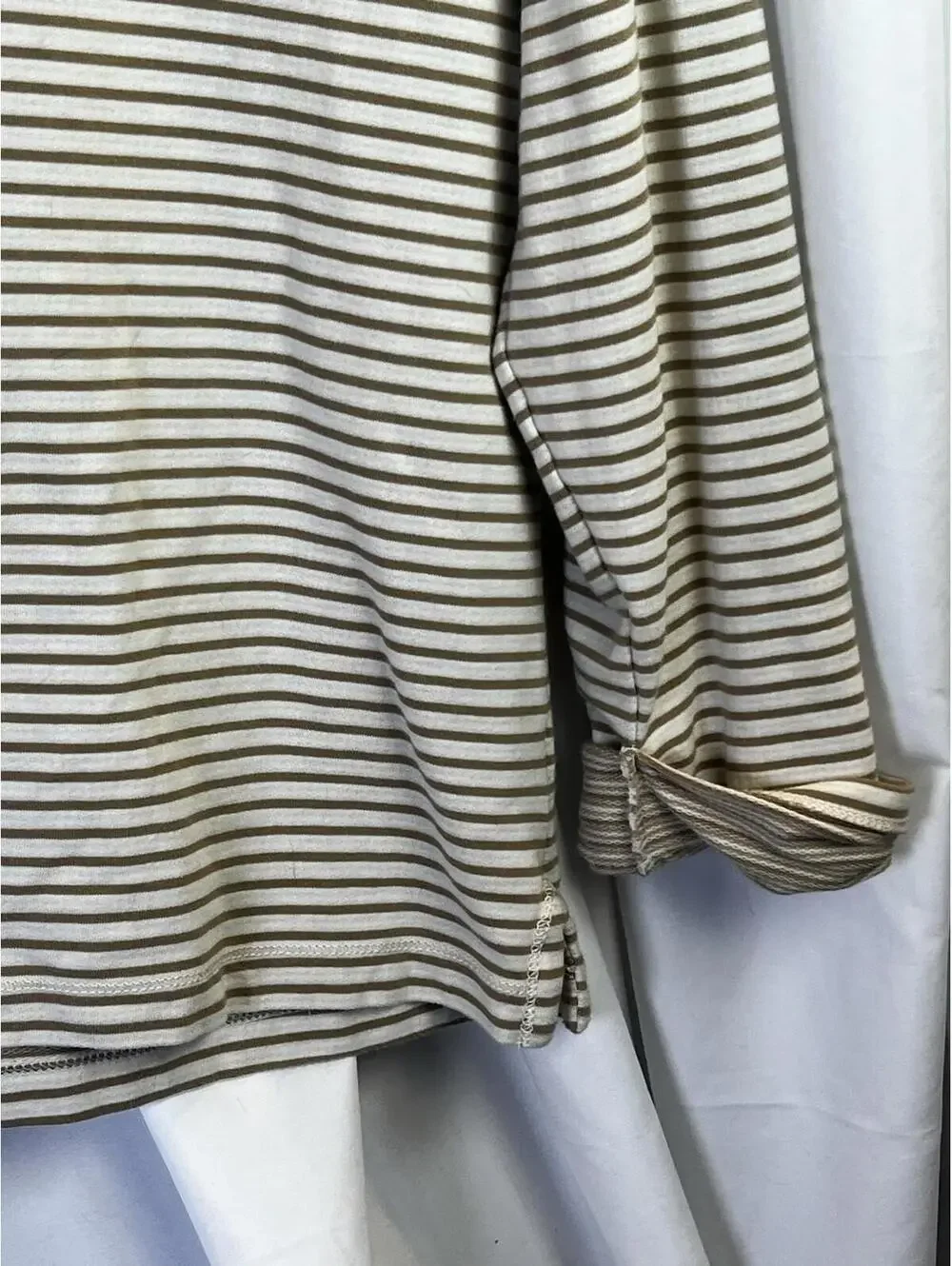 Lauren Ralph Lauren Womens Gold And Cream Stripe Long Sleeve Shirt Large EUC